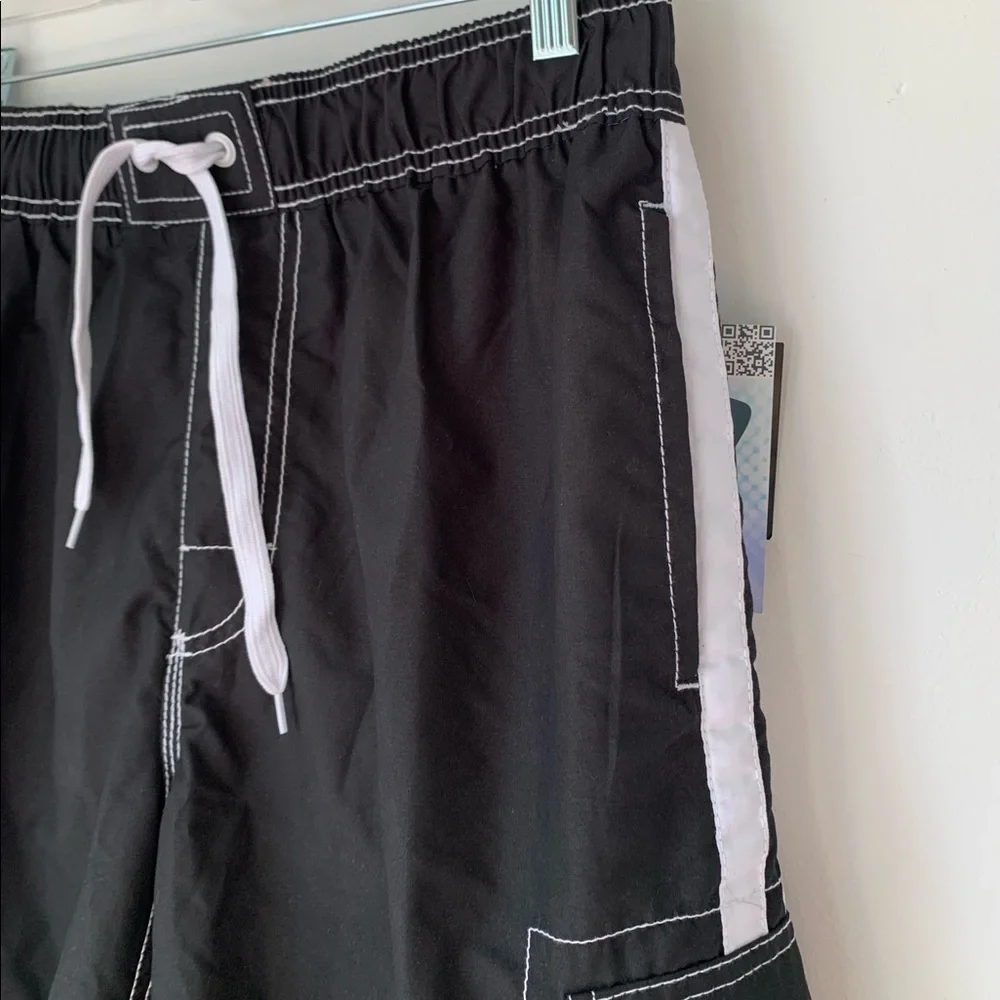Kanu Surf Barracuda Black 10” Cargo Swim Trunks Medium